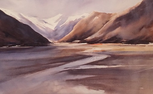 Bernadette Parsons |Waimakariri Glory| watercolour|McAtamney Gallery and Design Store | Geraldine NZ